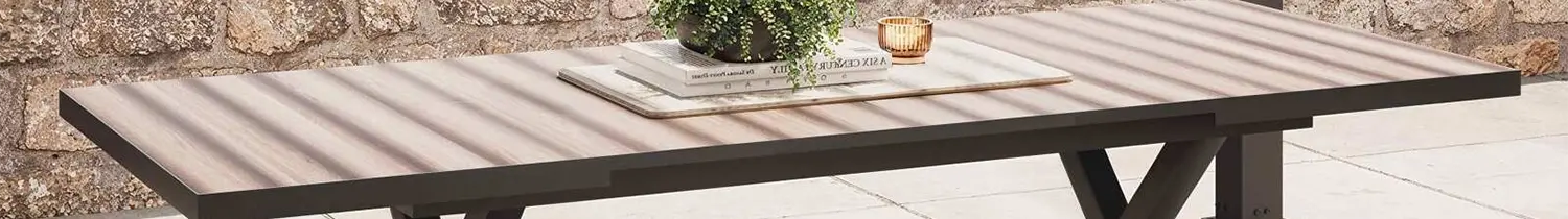 table de jardin rectangulaire extensible en aluminium effet bois